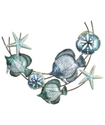 ORIGEN Home Decor - Adorno pared peces  Adorno Pared | Jardin Azul - 75x6x90 cm