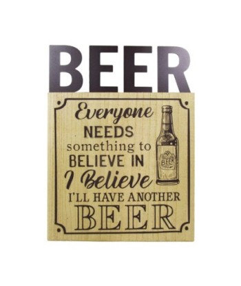 ORIGEN Home Decor - Adorno pared cerveza  Adorno Pared | Placas De Madera Marrón - 40x0x30 cm