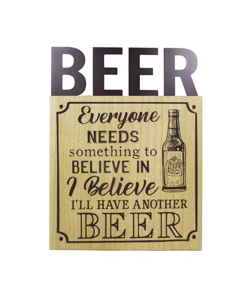 ORIGEN Home Decor - Adorno pared cerveza  Adorno Pared | Placas De Madera Marrón - 40x0x30 cm