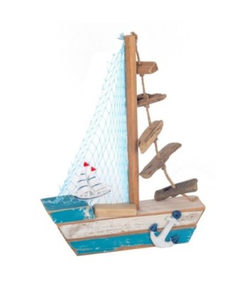 Barco Velero de Madera para Modelismo, Decoración Náutica, Juguete para Niños y Adultos, Regalo Original y Artesanal