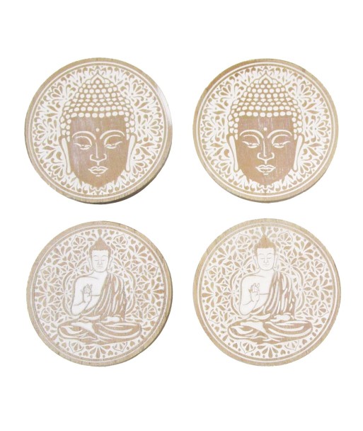 ORIGEN Home Decor - Posavasos Buda Pack 4 Unidades Cocina | Salvamanteles Marrón - 0x10x10 cm