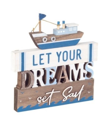 ORIGEN Home Decor - Adorno pared dreams  Adorno Pared | Placas De Madera Azul - 21x2x20 cm