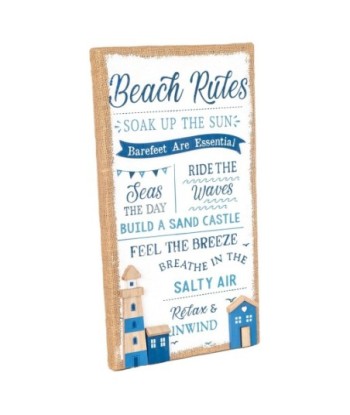 ORIGEN Home Decor - Adorno pared beach rules  Adorno Pared | Placas De Madera Azul - 48x3x27 cm