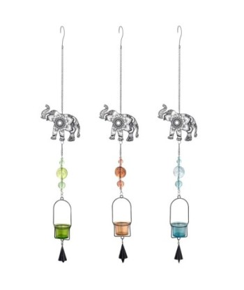ORIGEN Home Decor - Colgante elefante Pack 3 Unidades Decoracion | Colgantes Metal Negro - 85x6x14 cm