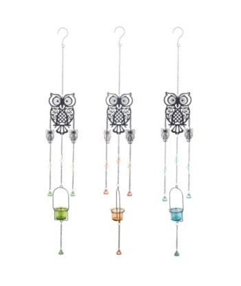 ORIGEN Home Decor - Colgante Búho Pack 3 Unidades Decoracion | Colgantes Metal Negro - 95x6x12 cm