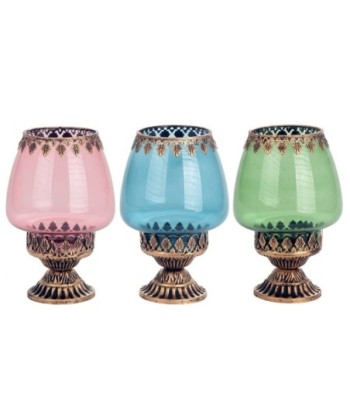 ORIGEN Home Decor - Portavelas Pack 3 Unidades Decoracion | Jarrones Y Portavelas Multicolor - 18x12x12 cm