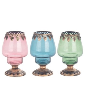 ORIGEN Home Decor - Portavelas Pack 3 Unidades Decoracion | Jarrones Y Portavelas Multicolor - 12x7x7 cm
