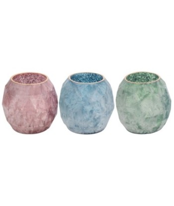 ORIGEN Home Decor - Portavelas oval Pack 3 Unidades Decoracion | Jarrones Y Portavelas Multicolor - 13x14x14 cm