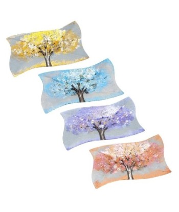 ORIGEN Home Decor - Plato árbol abstracto Pack 4 Unidades Decoracion | Bandejas Multicolor - 4x22x41 cm