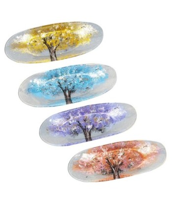 ORIGEN Home Decor - Plato árbol abstracto Pack 4 Unidades Decoracion | Bandejas Multicolor - 3x13x35 cm