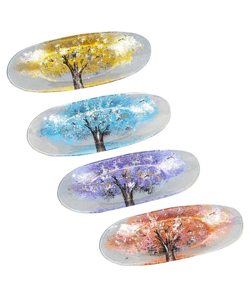 ORIGEN Home Decor - Plato árbol abstracto Pack 4 Unidades Decoracion | Bandejas Multicolor - 3x13x35 cm
