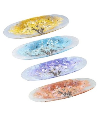 ORIGEN Home Decor - Plato árbol abstracto Pack 4 Unidades Decoracion | Bandejas Multicolor - 3x13x35 cm