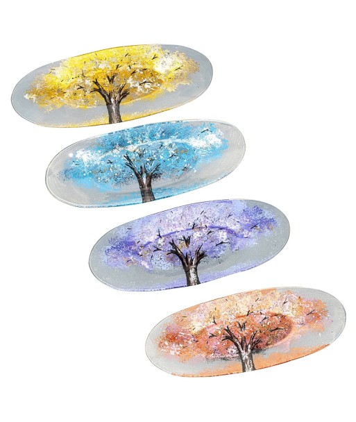 ORIGEN Home Decor - Plato árbol abstracto Pack 4 Unidades Decoracion | Bandejas Multicolor - 3x18x43 cm