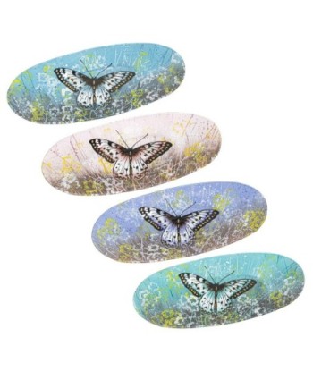 ORIGEN Home Decor - Plato Mariposa Oval Pack 4 Unidades Decoracion | Bandejas Multicolor - 3x18x43 cm