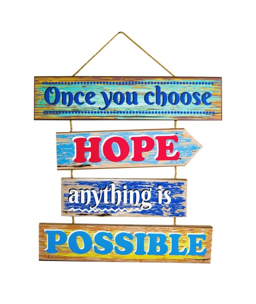 ORIGEN Home Decor - Adorno pared feliz  Adorno Pared | Placas De Madera Azul - 34x0x35 cm