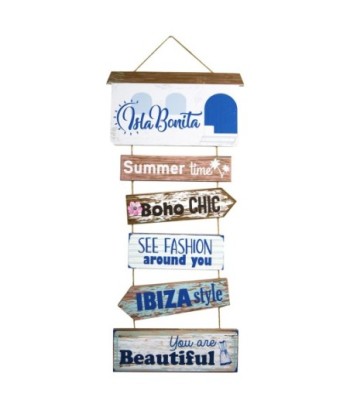 ORIGEN Home Decor - Adorno pared isla bonita  Adorno Pared | Placas De Madera Azul - 70x0x35 cm
