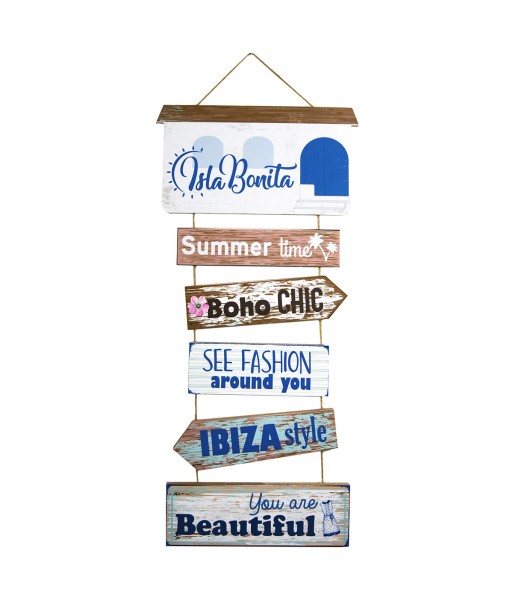 ORIGEN Home Decor - Adorno pared isla bonita  Adorno Pared | Placas De Madera Azul - 70x0x35 cm