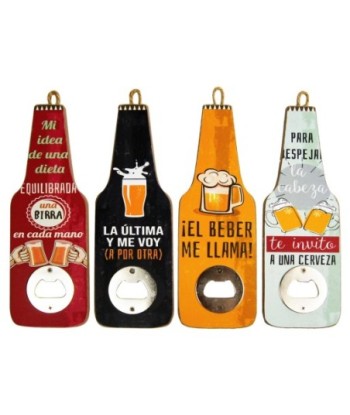 ORIGEN Home Decor - Destapador botellas cerveza Pack 4 Unidades Cocina | Abrebotellas Multicolor - 0x7x20 cm
