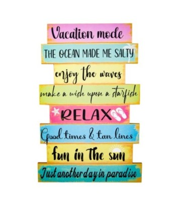ORIGEN Home Decor - Adorno pared vacation mode  Adorno Pared | Placas De Madera Azul - 60x0x40 cm