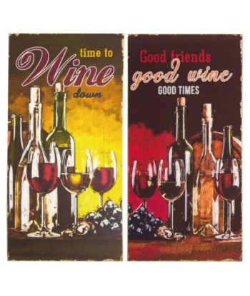 ORIGEN Home Decor - Adorno Pared Vino Pack 2 Unidades Adorno Pared | Placas De Madera Rojo - 40x0x20 cm