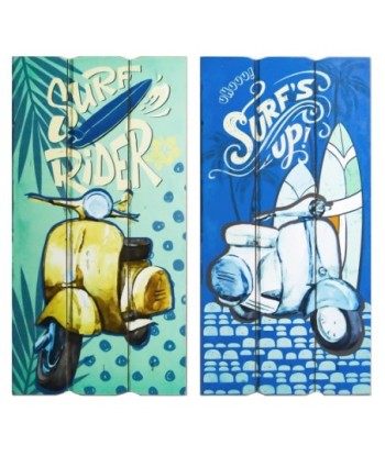 ORIGEN Home Decor - Adorno pared surf Pack 2 Unidades Adorno Pared | Placas De Madera Azul - 60x1x30 cm