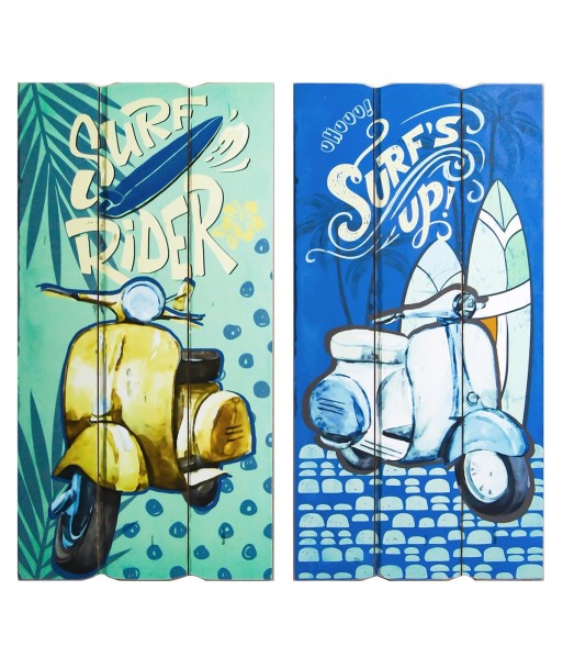 ORIGEN Home Decor - Adorno pared surf Pack 2 Unidades Adorno Pared | Placas De Madera Azul - 60x1x30 cm