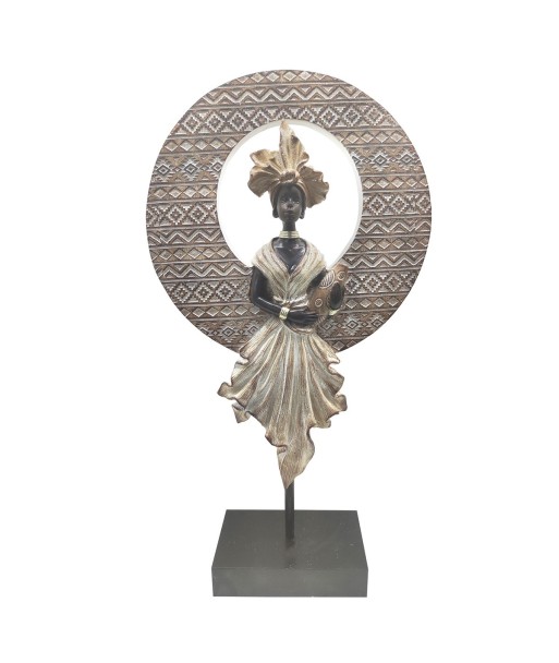ORIGEN Home Decor - Adorno africana  Figuras | Africanas Y Elefantes Gris - 38x8x21 cm
