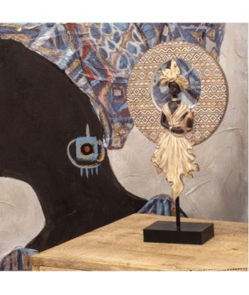 ORIGEN Home Decor - Adorno africana  Figuras | Africanas Y Elefantes Gris - 38x8x21 cm