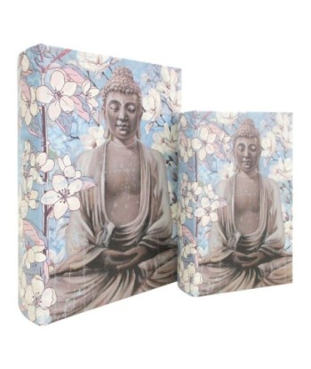 ORIGEN Home Decor - Caja libro Buda Pack 2 Unidades Decoracion | Cajas Libro Azul - 27x7x18 cm