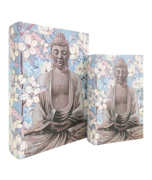 ORIGEN Home Decor - Caja libro Buda Pack 2 Unidades Decoracion | Cajas Libro Azul - 27x7x18 cm
