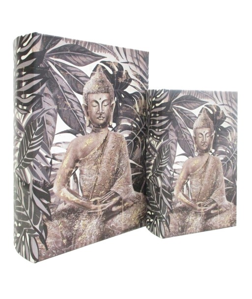 ORIGEN Home Decor - Caja libro Buda Pack 2 Unidades Decoracion | Cajas Libro Gris - 27x7x18 cm