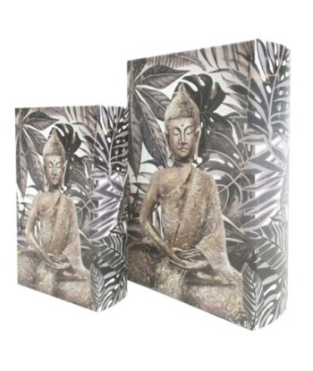 ORIGEN Home Decor - Caja libro Buda Pack 2 Unidades Decoracion | Cajas Libro Gris - 27x7x18 cm