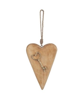 ORIGEN Home Decor - Golgante Corazón con llave  Decoracion | Colgantes Marrón - 22x3x14 cm