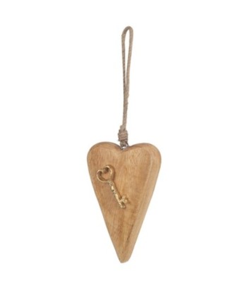 ORIGEN Home Decor - Golgante Corazón con llave  Decoracion | Colgantes Marrón - 16x3x10 cm
