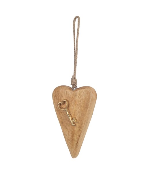 ORIGEN Home Decor - Golgante Corazón con llave  Decoracion | Colgantes Marrón - 16x3x10 cm
