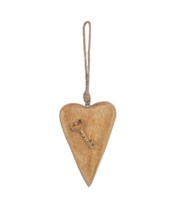 ORIGEN Home Decor - Golgante Corazón con llave  Decoracion | Colgantes Marrón - 16x3x10 cm