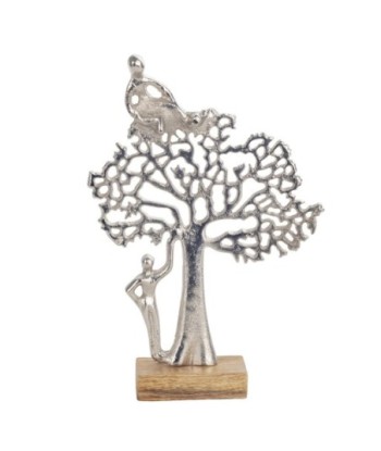 ORIGEN Home Decor - Adorno Sobremesa Árbol  Figuras | Varios Plateado - 32x6x21 cm