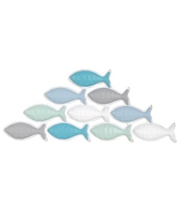ORIGEN Home Decor - Adorno Pared Peces  Adorno Pared | Placas De Madera Azul - 27x3x64 cm