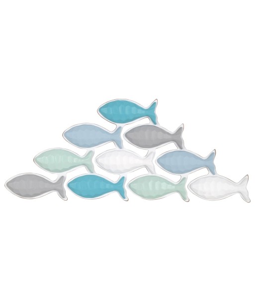 ORIGEN Home Decor - Adorno Pared Peces  Adorno Pared | Placas De Madera Azul - 27x3x64 cm