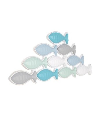 ORIGEN Home Decor - Adorno Pared Peces  Adorno Pared | Placas De Madera Azul - 27x3x64 cm