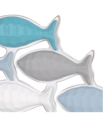 ORIGEN Home Decor - Adorno Pared Peces  Adorno Pared | Placas De Madera Azul - 27x3x64 cm
