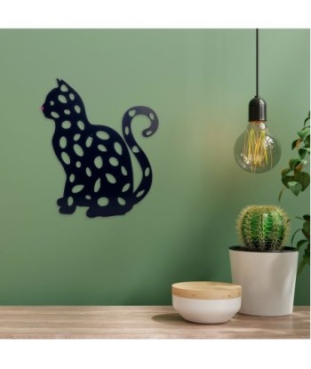 ORIGEN Home Decor Adorno Pared Gato Apliques Metal | Aplique Metal Negro - 32x26x1cm