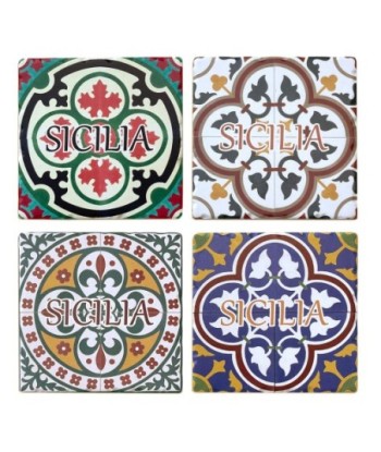 ORIGEN Home Decor - Posavasos hidraulico sicilia Pack 4 Unidades Cocina | Posavasos Multicolor - 0x11x11 cm