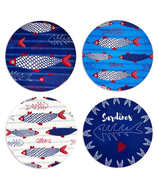 ORIGEN Home Decor - Salvamantel Peces Pack 4 Unidades Cocina | Salvamanteles Azul - 0x20x20 cm