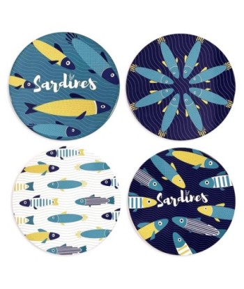 ORIGEN Home Decor - Salvamantel Peces Pack 4 Unidades Cocina | Salvamanteles Azul - 0x20x20 cm