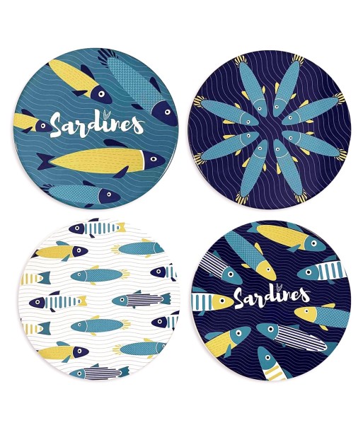 ORIGEN Home Decor - Salvamantel Peces Pack 4 Unidades Cocina | Salvamanteles Azul - 0x20x20 cm