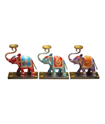 Elefante Portavelas Multicolor Decorativo de Hojalata - Figura de Elefante 3 Unidades para Decoración del Hogar