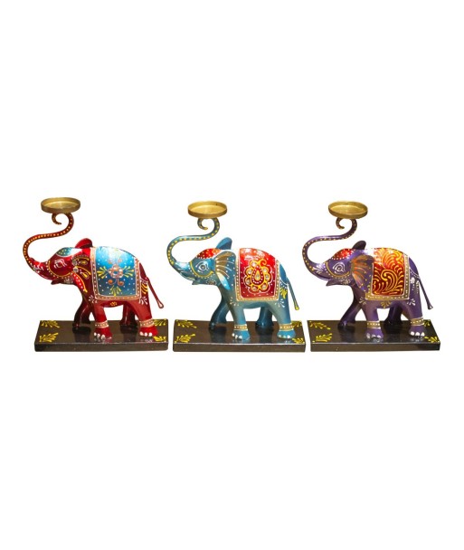 Elefante Portavelas Multicolor Decorativo de Hojalata - Figura de Elefante 3 Unidades para Decoración del Hogar