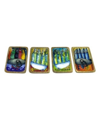 Bandeja para Sardinas 4 Compartimentos Multicolor - Ideal para Presentación de Comidas y Decoración Náutica