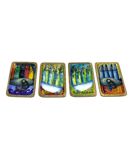 Bandeja para Sardinas 4 Compartimentos Multicolor - Ideal para Presentación de Comidas y Decoración Náutica